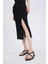 Bodycon Vücudu Saran Kare Yaka Yırtmaçlı Basic Düz Bürümcük Yarım Kol Siyah Midi Elbise E0885AX25SP 5