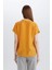 Regular Fit Apaş Yaka Basic Düz Kısa Kollu Bluz E6288AX25SP 5