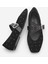 Kadın Küt Burun Tokalı Zımbalı Babet Velona Siyah Süet 9