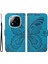 Xiaomi Redmi Note 14 Pro 5G-14 Pro+ 5G Kılıf Desenli Deri Cüzdan Çevirmeli Telefon Kapağı-Mavi (Yurt Dışından) 1