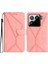 Xiaomi 15 Pro Kılıf Için Pu Deri Flip Telefon Kapağı Cilt Dokunmatik Çizgiler Baskı-Pembe (Yurt Dışından) 1