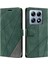 Xiaomi 14T Kılıf Baskılı Çizgiler Pu Deri Ekleme Cüzdan Telefon Kapağı-Yeşil (Yurt Dışından) 1