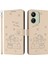 Xiaomi Poco M6 5G-Redmi 13R 5G-13C 5G-13C 4G-Poco C65 4G Kediler Baskı Deri Cüzdan Telefon Kılıfı İle Kayış-Bej (Yurt Dışından) 1