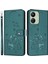 Xiaomi Poco M6 5G-Redmi 13R 5G-13C 5G-13C 4G-Poco C65 4G Kediler Künye Deri Cüzdan Telefon Kapak İle Kayış-Siyahımsı Yeşil (Yurt Dışından) 1