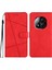 Xiaomi Redmi Note 14 Pro+ 5G Kılıf Crazy Horse Doku Pu Deri Cüzdan Telefon Kapağı-Kırmızı (Yurt Dışından) 1