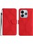 Xiaomi Redmi Note 14 5G Kılıf Deri Baskılı Çizgili Telefon Kılıfı Kart Tutuculu-Kırmızı (Yurt Dışından) 1