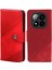 Xiaomi Redmi Note 14 Pro+ 5G Kılıf Ekleme Dokulu Deri Telefon Kapağı Görünüm Standı-Kırmızı Için (Yurt Dışından) 1