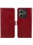 Xiaomi Redmi Note 14 5G Kılıf Pu Deri Cüzdan Koruyucu Telefon Kapağı Buzağı Doku-Kırmızı (Yurt Dışından) 1
