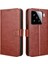 Xiaomi 15 Pro Kılıf Crazy Horse Doku Pu Deri Telefon Cüzdan Kapağı-Kahverengi (Yurt Dışından) 1