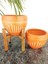 Dik Çizgi Desenli Terrakota Toprak Saksı 2'li Set Ayaksız - 4 Ayaklı - 15 cm 2