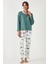 Desenli Regular Fit Apaş Yaka Beli Lastikli Bol Paça Pijama Takımı Bayan PİJAMA TAKIMI 65714300 4