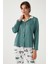 Desenli Regular Fit Apaş Yaka Beli Lastikli Bol Paça Pijama Takımı Bayan PİJAMA TAKIMI 65714300 5