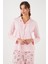 Desenli Regular Fit Apaş Yaka Beli Lastikli Bol Paça Pijama Takımı Bayan PİJAMA TAKIMI 65714300 5