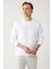 Erkek Beyaz Bisiklet Yaka 3 Iplik Şardonlu Baskılı Sweatshirt A32y1273 1
