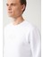Erkek Beyaz Bisiklet Yaka 3 Iplik Şardonlu Baskılı Sweatshirt A32y1273 2