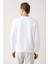 Erkek Beyaz Bisiklet Yaka 3 Iplik Şardonlu Baskılı Sweatshirt A32y1273 4