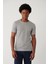 Erkek Gri Soft Touch Modal Bisiklet Yaka Dokulu Ribanalı Triko T-shirt B005010 1
