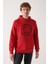 Erkek Kırmızı Kapüşonlu 3 Iplik Şardonlu Baskılı Sweatshirt A22y1110 1