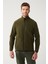 Erkek Haki Dik Yaka Soğuğa Dayanıklı Fermuarlı Polar Sweatshirt E001069 3