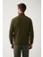 Erkek Haki Dik Yaka Soğuğa Dayanıklı Fermuarlı Polar Sweatshirt E001069 4