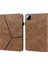Xiaomi Pad 7 Pro / Pad 7 Kılıf Hattı Baskılı Pu Deri Kart Tutucu Tablet Kapağı-Kahverengi (Yurt Dışından) 1