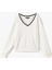 Çizgili Modal Karışımlı Oversize V Yaka Spor Sweatshirt 3