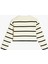 Yuvarlak Yaka Düğmeli Uzun Kollu Çizgili Triko Hırka 2