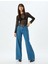 Geniş Paça Kot Pantolon Cep Detaylı Normal Bel Kesik Paça Pamuklu - Wide Leg Jeans 1
