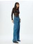 Geniş Paça Kot Pantolon Cep Detaylı Normal Bel Kesik Paça Pamuklu - Wide Leg Jeans 2