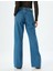 Geniş Paça Kot Pantolon Cep Detaylı Normal Bel Kesik Paça Pamuklu - Wide Leg Jeans 4