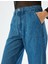 Geniş Paça Kot Pantolon Cep Detaylı Normal Bel Kesik Paça Pamuklu - Wide Leg Jeans 5