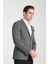 Jasino Erkek Antrasit Pamuklu Likralı Slim Fit Örme Esneyen Mono Yaka Blazer Ceket 1