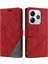 Xiaomi Redmi Note 14 5g Kılıf Baskılı Çizgiler Pu Deri Ekleme Cüzdan Telefon Kapağı-Kırmızı (Yurt Dışından) 1