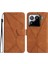 Xiaomi 15 Kılıf Skin-Touch Lines Pu Deri Flip Telefon Kapağı-Kahverengi Için (Yurt Dışından) 1