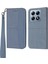 Xiaomi 14T Pro Kılıf Dokuma Doku Pu Deri Cüzdan Telefon Kapağı-Gri (Yurt Dışından) 1