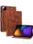 Xiaomi Pad 7 Pro / Pad 7 Kılıf Zambak Çiçeği Künye Kart Yuvaları Deri Tablet Kapağı-Kahverengi (Yurt Dışından) 1