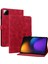 Xiaomi Pad 7 Pro / Pad 7 Kılıf Zambak Çiçeği Künye Kart Yuvaları Deri Tablet Kapağı-Kırmızı (Yurt Dışından) 1