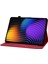 Xiaomi Pad 7 Pro / Pad 7 Kılıf Zambak Çiçeği Künye Kart Yuvaları Deri Tablet Kapağı-Kırmızı (Yurt Dışından) 3