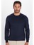 Unisex Relax Fit Rahat Kesim Pamuk Bisiklet Yaka Lacivert Sweatshirt 4