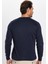 Unisex Relax Fit Rahat Kesim Pamuk Bisiklet Yaka Lacivert Sweatshirt 5