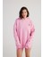 Kadın Pembe Standart Oversize Kapüşonlu Eye Unisex Sweat 3