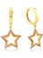 Champagne Zirconia Taşlı Yıldız Küpe 1