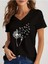 Kadın Baskılı Kadın Oversize V Yaka T-Shirt Salaş 1