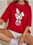 Rabbit Baskılı Kadın Oversize Salas T-Shirt Boyfriend 1