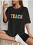 Theach Baskılı Siyah Oversize T-Shirt Salaş Boyfirend 2