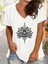 Kadın Baskılı Kadın Oversize V Yaka T-Shirt Salaş 1