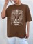 Tennessee Baskılı Kadın Oversize Kahverengi T-Shirt 2