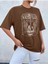Tennessee Baskılı Kadın Oversize Kahverengi T-Shirt 4