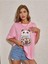 Panda Baskılı Pembe Oversize T-Shirt Salaş Boyfirend 3