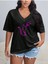 Kadın Baskılı Kadın Oversize V Yaka T-Shirt Salaş 1